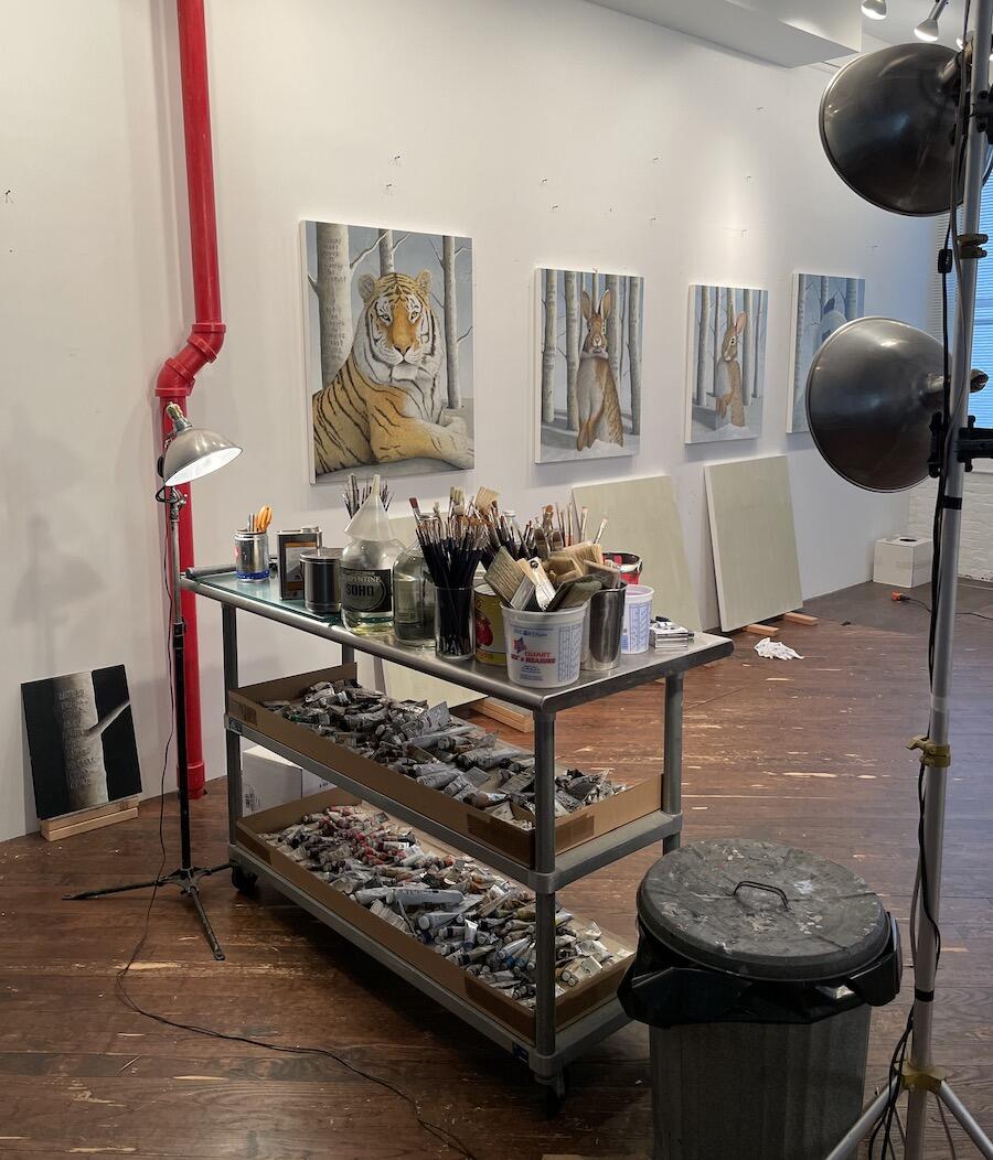 Sean Landers’s studio. Courtesy: the artist and Petzel, New York